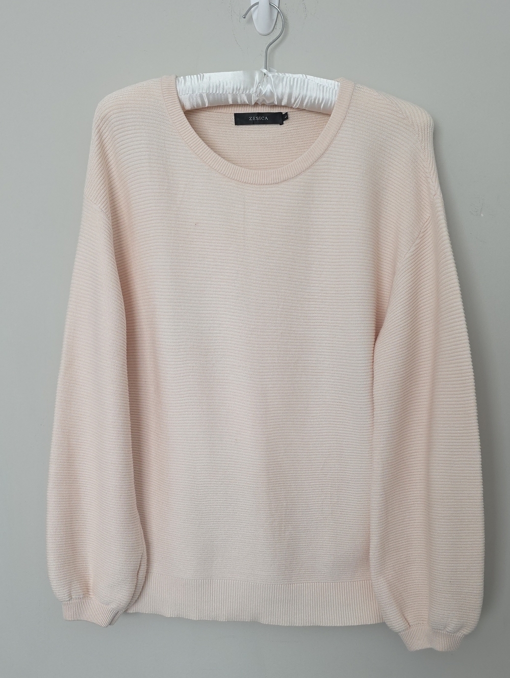 ZESICA Ribbed Knit Balloon Sleeve Sweater